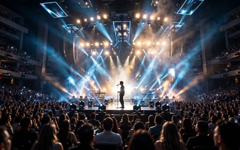 Stage lights at the 2026 MTV Video Music Awards in Los Angeles.