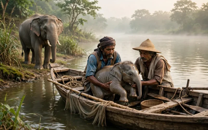 Fishermen rescue newborn elephant from Teesta river