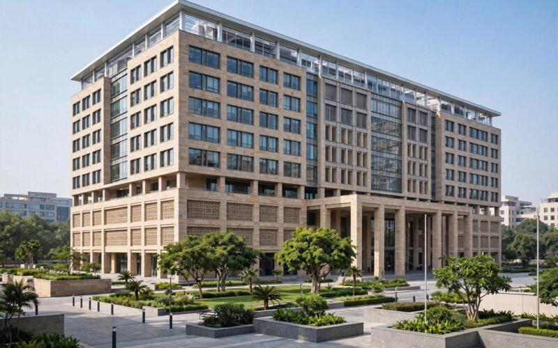 An income tax office building in India, no people.