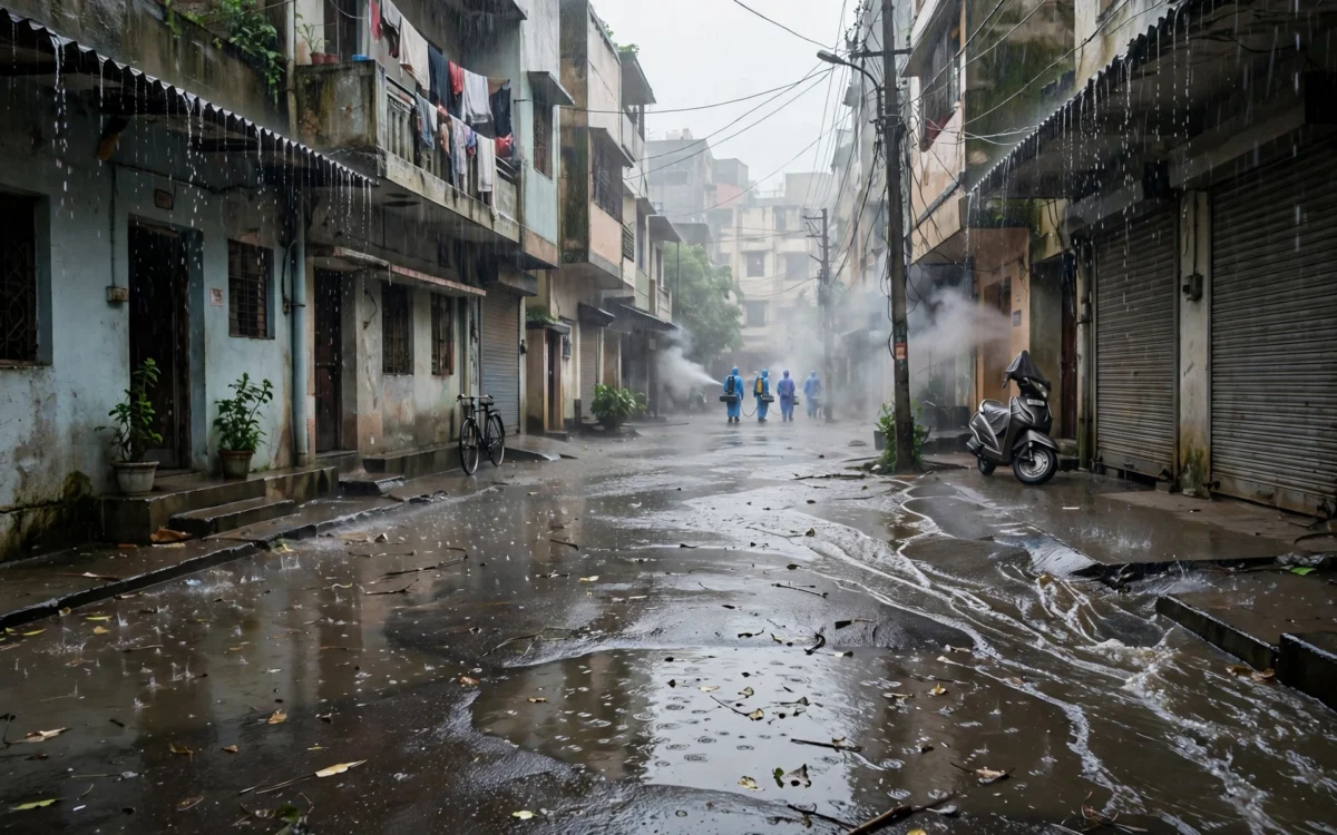 Monsoon rains and mosquito-control drive during dengue surge