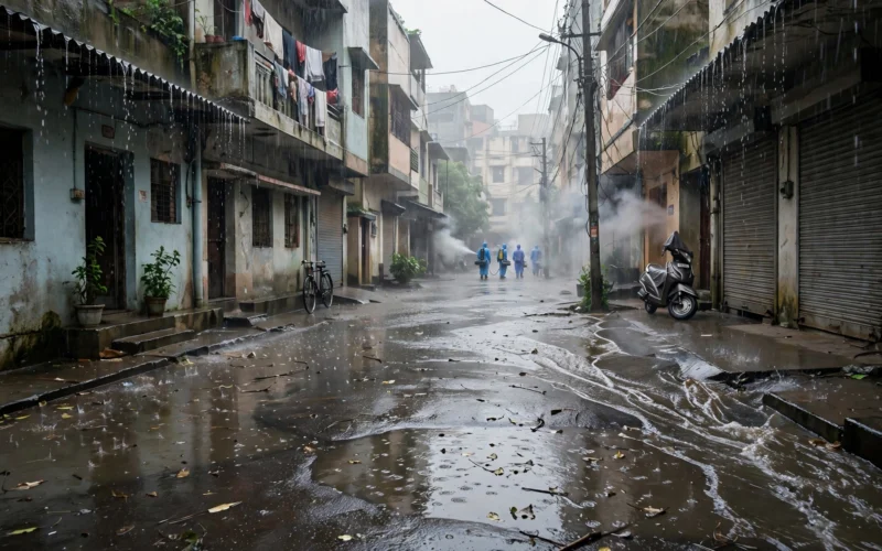 Monsoon rains and mosquito-control drive during dengue surge