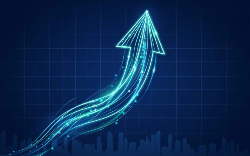 Rising arrow chart symbolising record foreign direct investment inflows into India