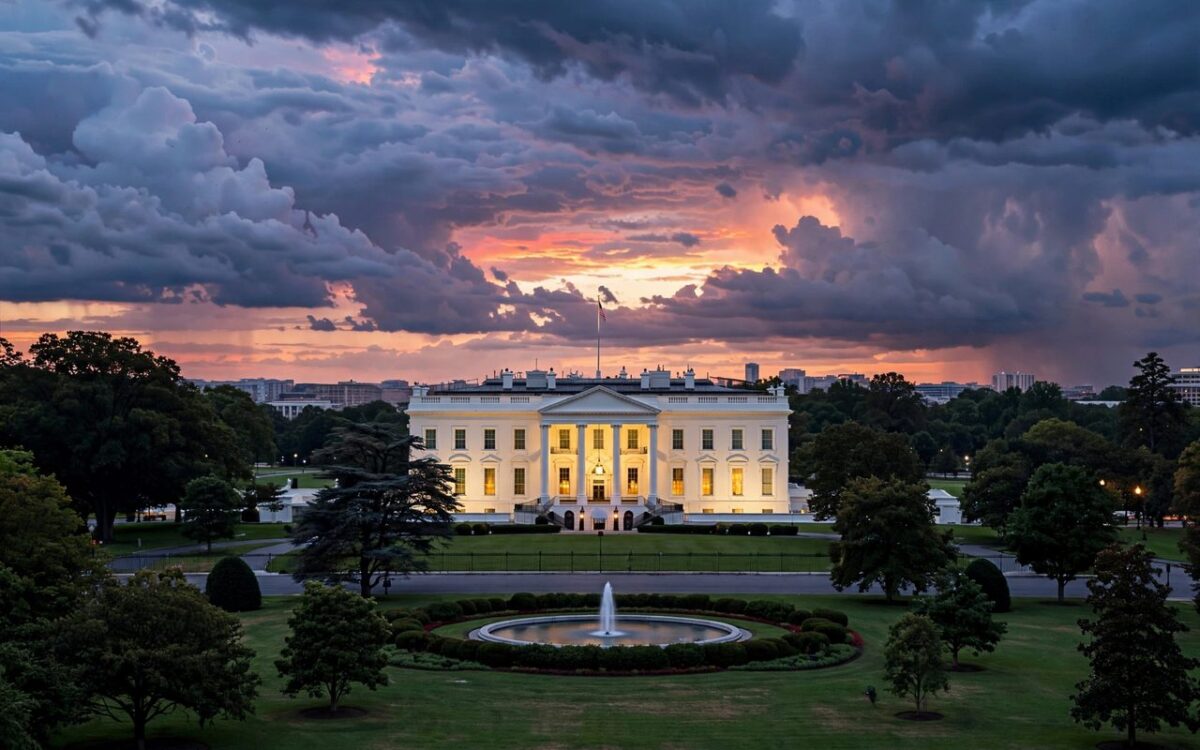 The White House at dusk