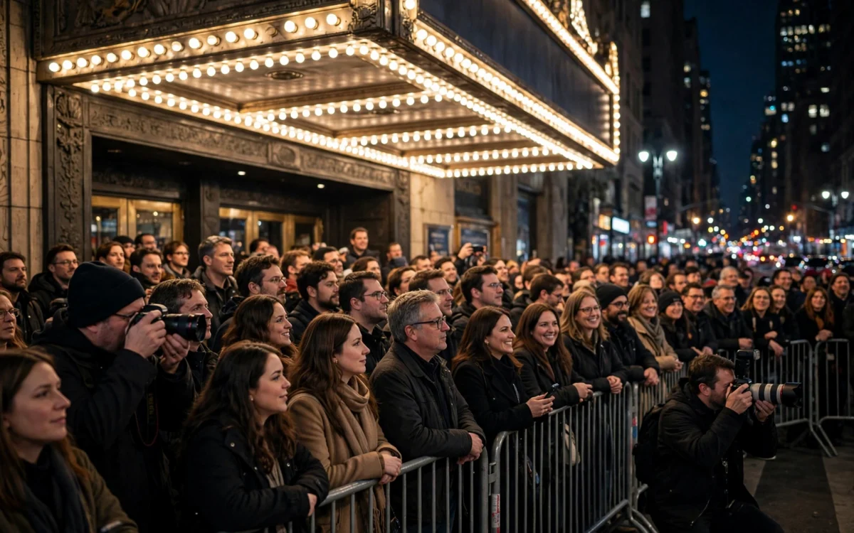 World premiere crowd and marquee lights at the Godzilla Minus Zero New York Film Festival debut