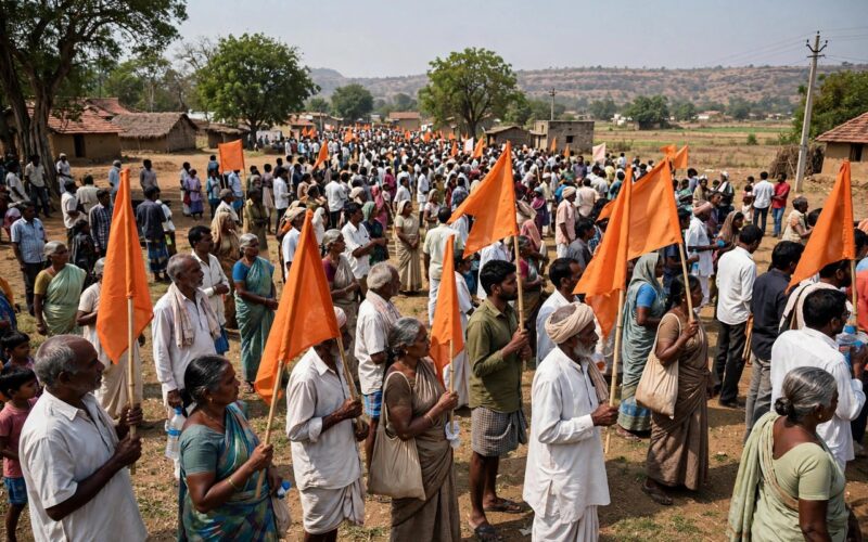 Maratha Quota Protest Continues at Antarwali Sarati in Jalna