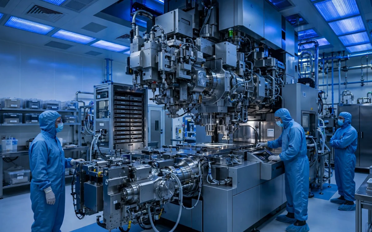 ASML lithography machine inside a semiconductor cleanroom