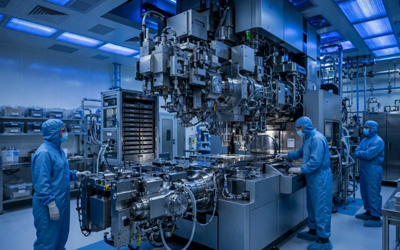 ASML lithography machine inside a semiconductor cleanroom