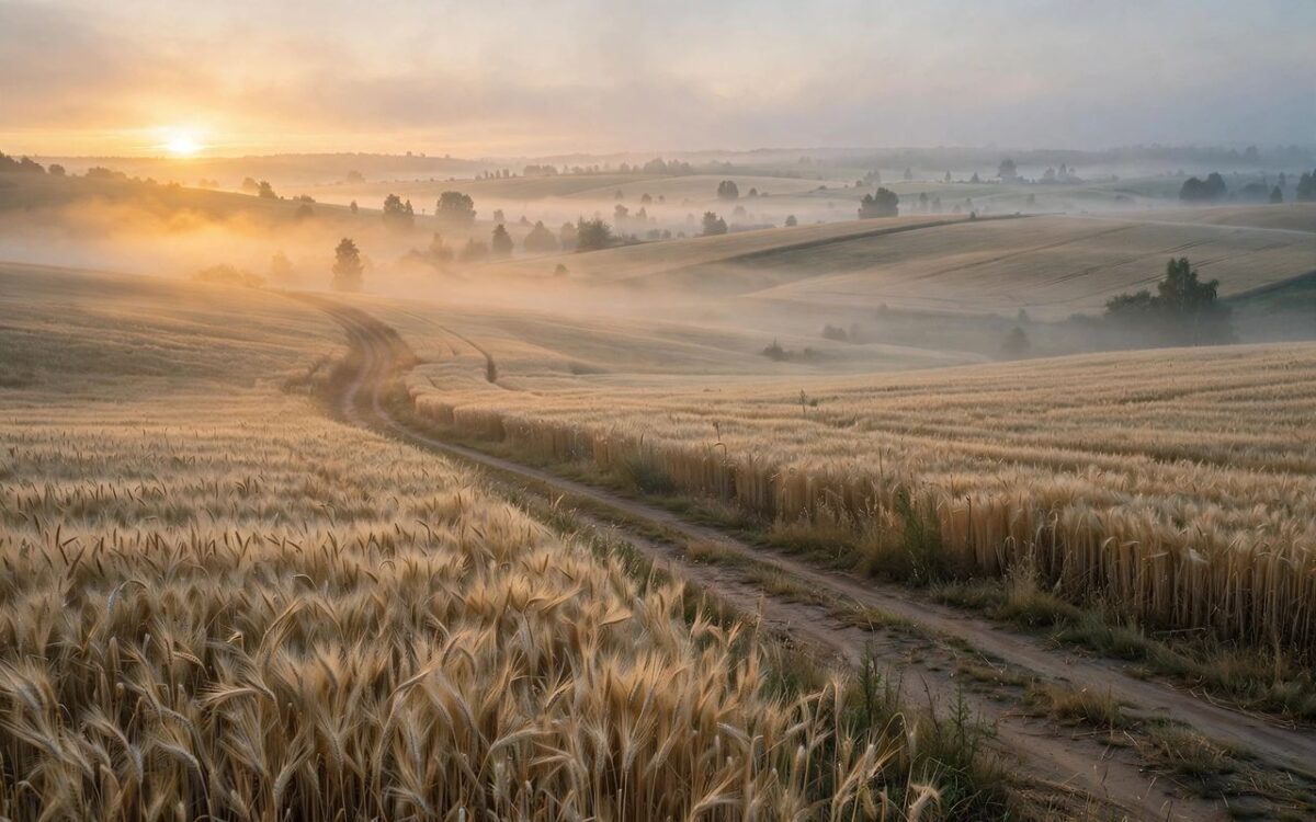 Military vehicles moving through Ukrainian countryside at dawn during counteroffensive