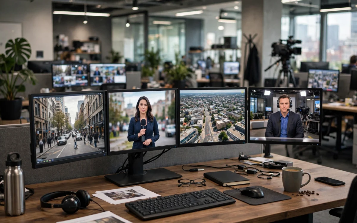 Newsroom monitors in a fact-checking operation