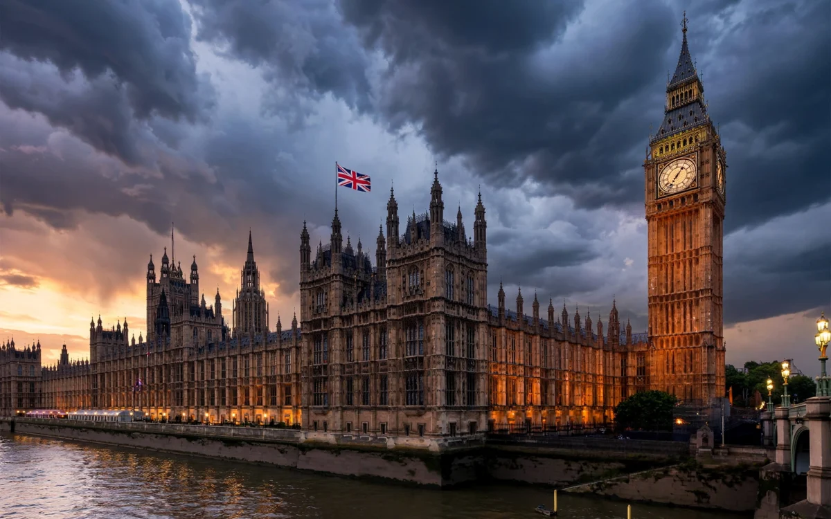 Houses of Parliament in London at dusk