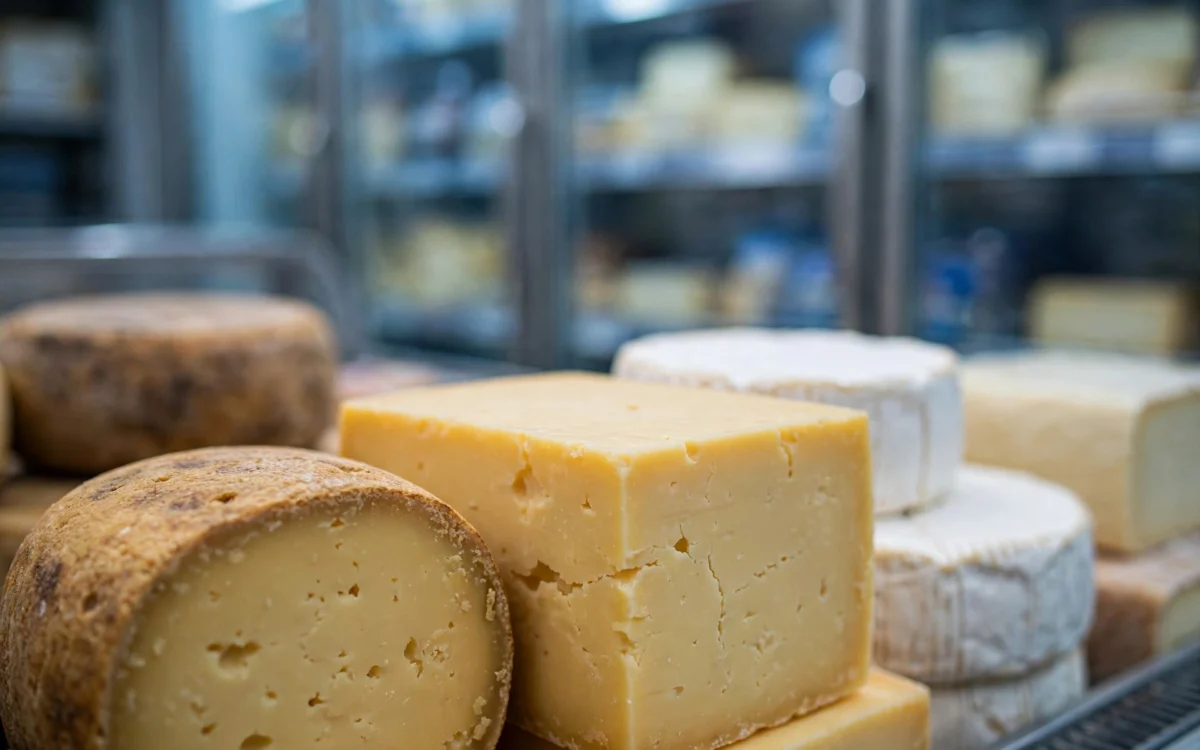 Raw milk cheese products under recall in a grocery store dairy section