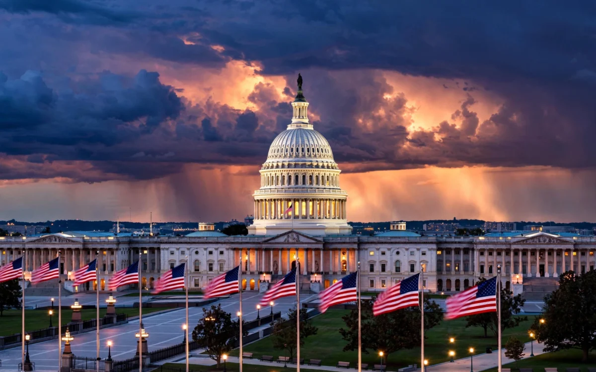 U.S. Capitol building at dusk