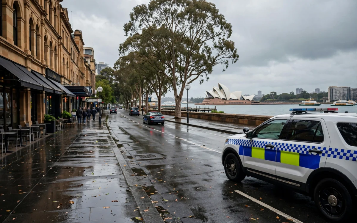 Sydney street with police car