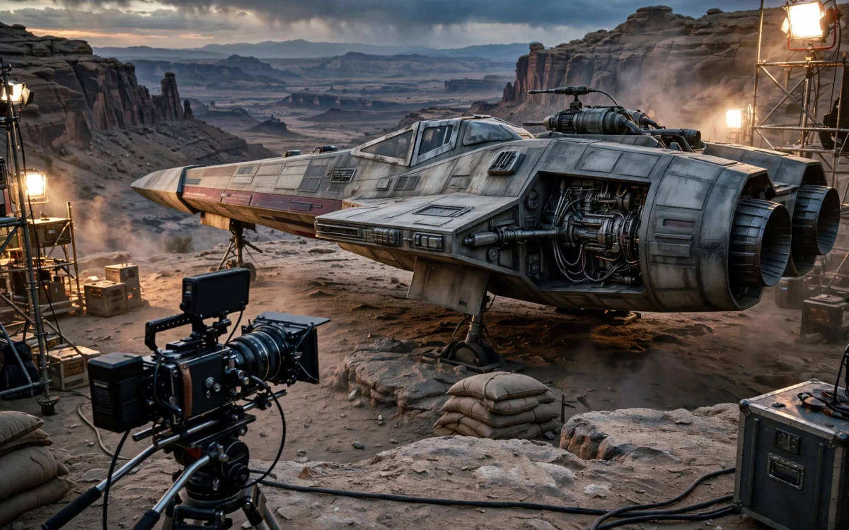 Film camera on a movie set, representing the newly announced Star Wars trilogy