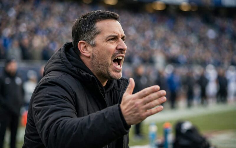 Football coach shouting instructions from the sidelines