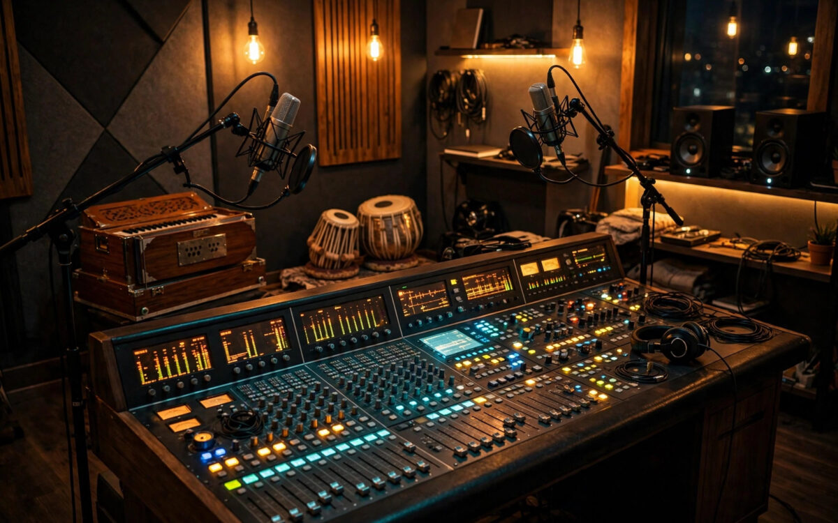 Recording studio with instruments for Anubhav Sinha's Benaras Beat label