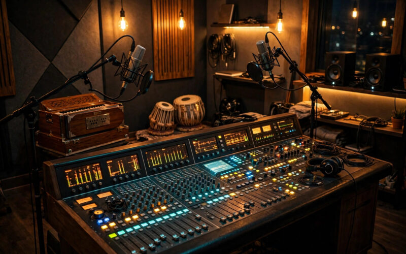 Recording studio with instruments for Anubhav Sinha's Benaras Beat label