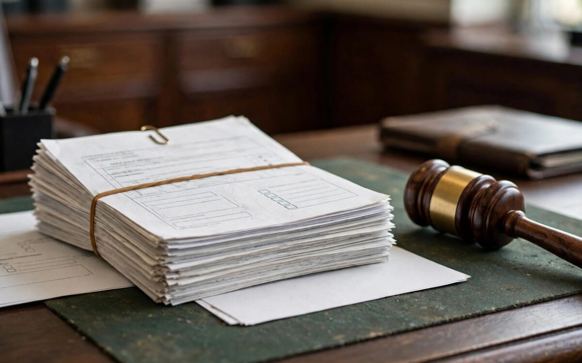 Visa documents and a gavel on a government desk