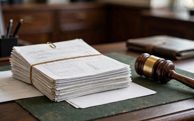 Visa documents and a gavel on a government desk