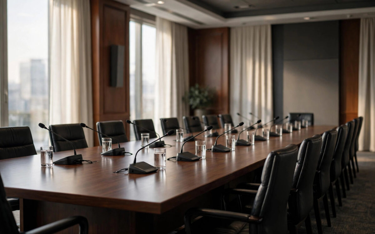 Empty conference room set for the INDIA bloc meeting on voter lists