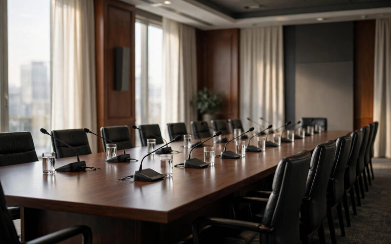 Empty conference room set for the INDIA bloc meeting on voter lists