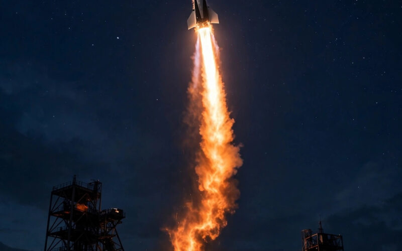 ISRO's GSLV-F17 rocket lifting off from Sriharikota at night