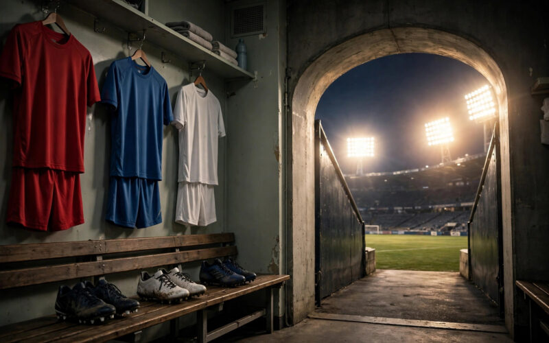 Football stadium tunnel and locker room symbolizing the Wissa transfer saga