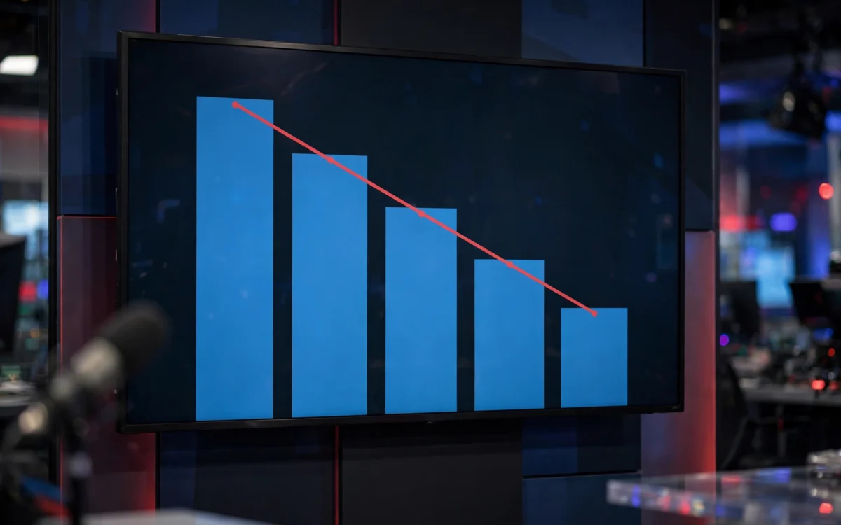 Polling chart showing a downward approval trend line