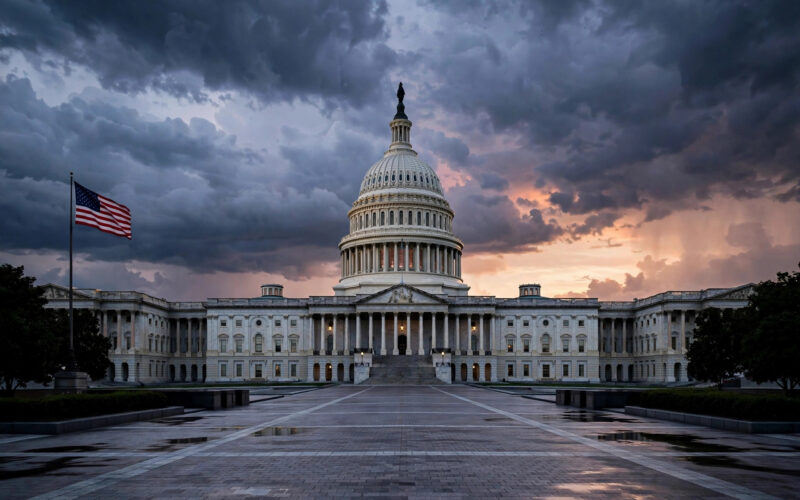 US Capitol building at dusk, representing the Congress spending fight