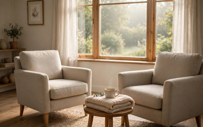 Quiet living room at morning light symbolizing bereavement leave for grieving families