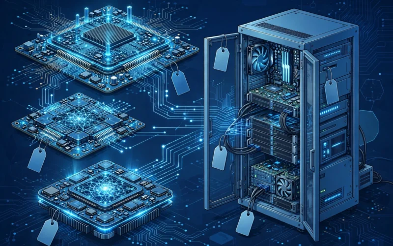 AI company concept art on server hardware