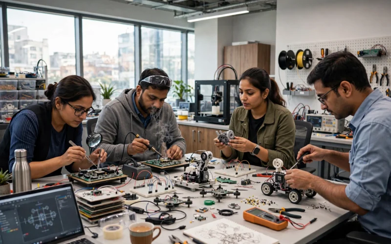Engineers at work in an Indian innovation lab