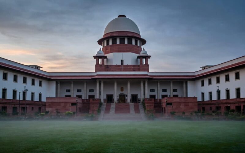 Facade of the Supreme Court of India building with tall columns