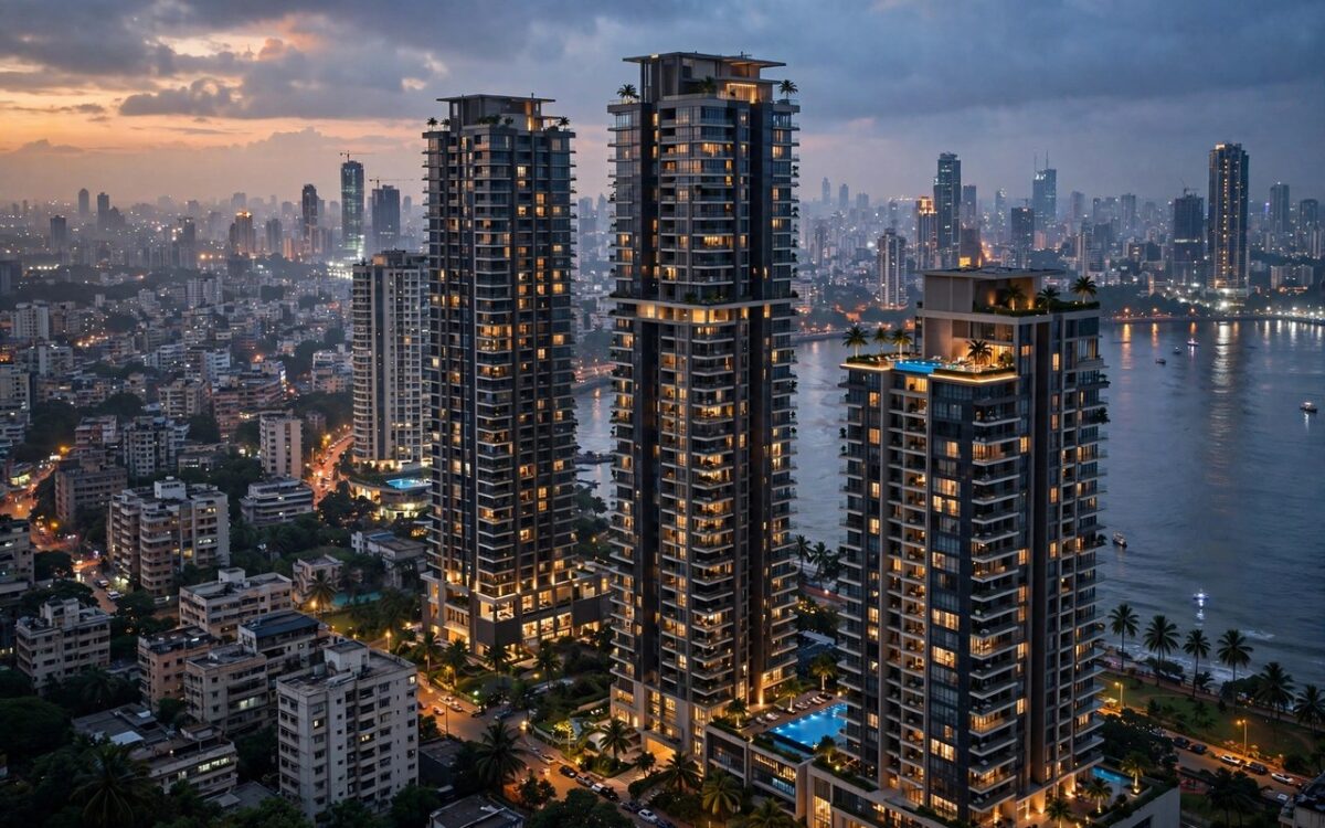 Luxury residential towers in Mumbai skyline
