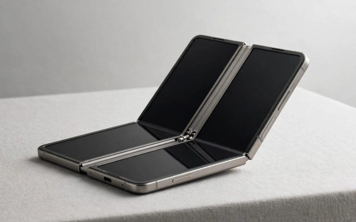 Apple's first foldable iPhone Duo in open and closed positions