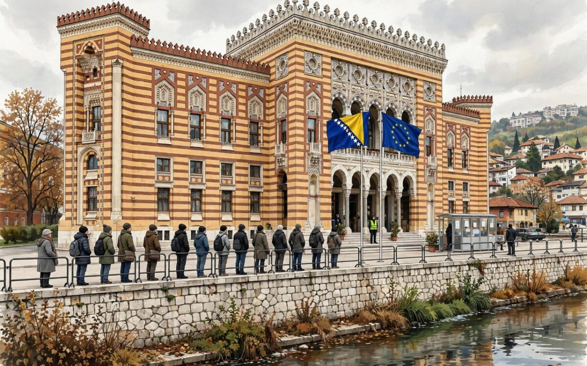 Voters at a polling station in Sarajevo