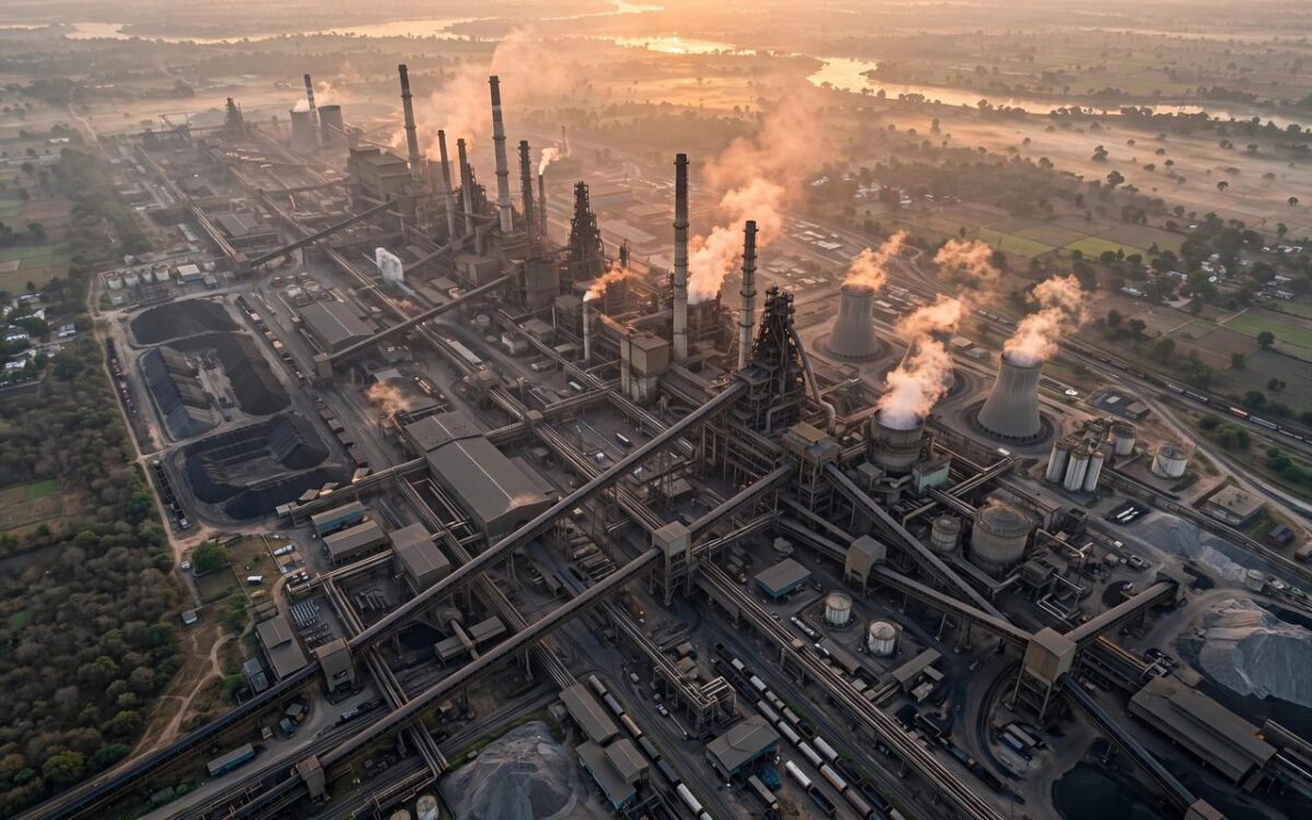 Steel plant in Chhattisgarh at sunrise