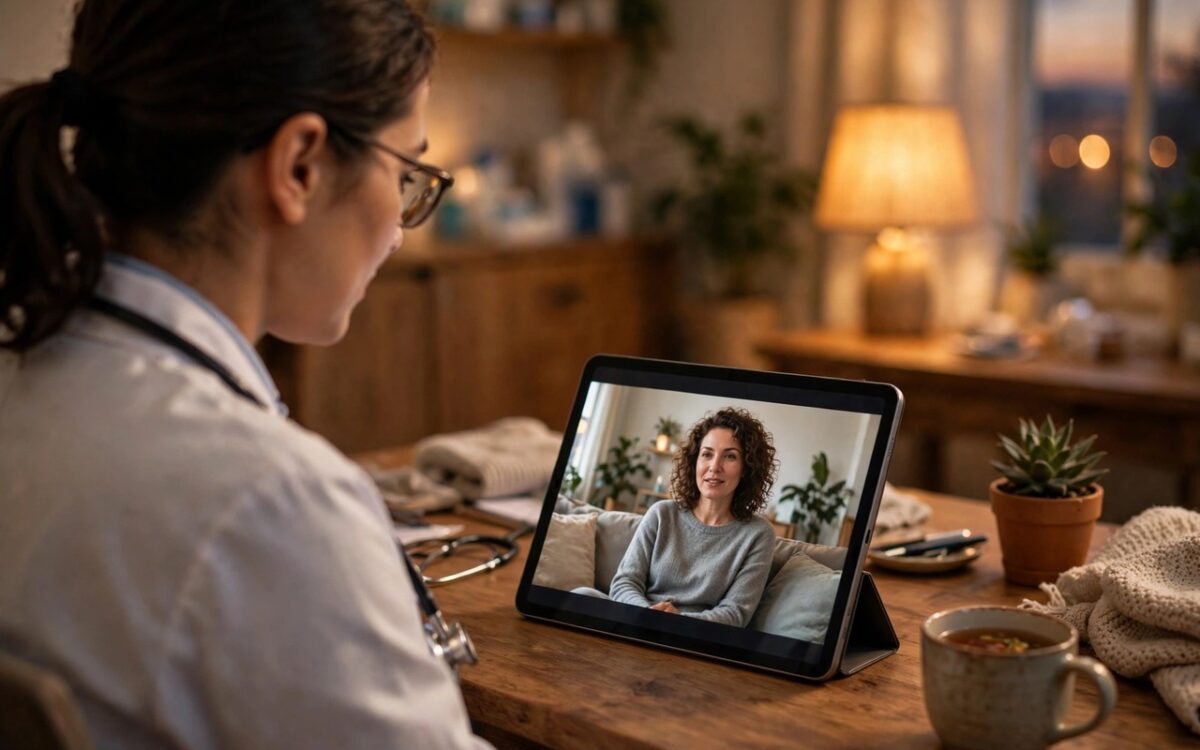 Doctor conducting a telemedicine video consultation