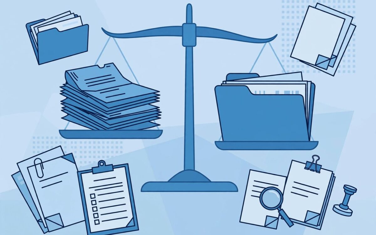 GST documents and balance scale illustration
