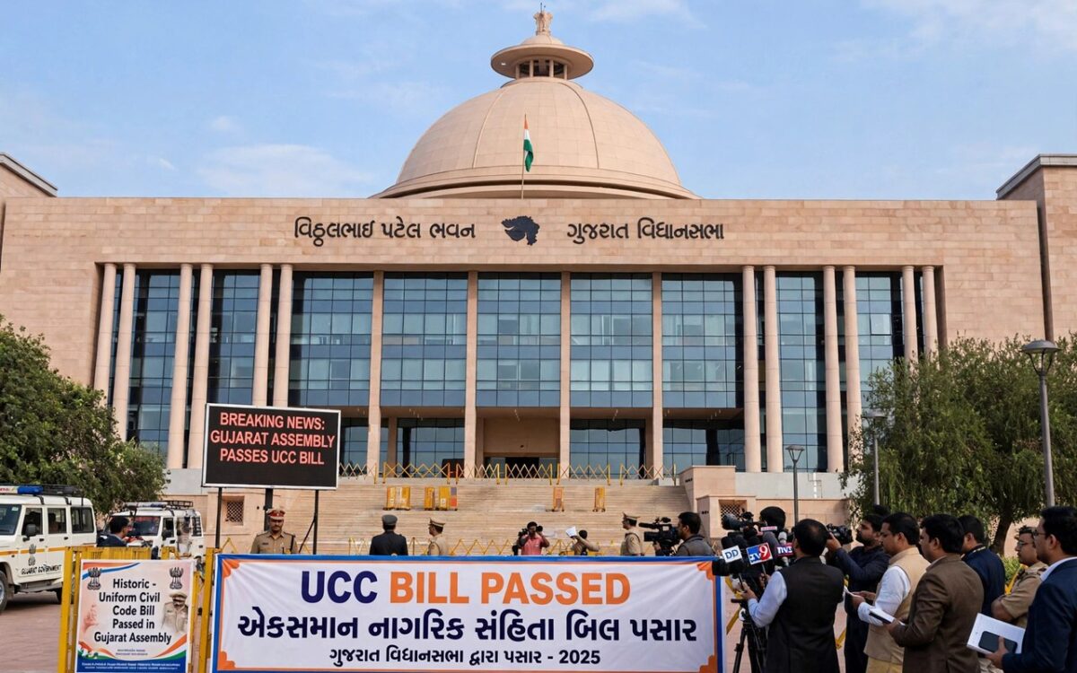 Gujarat Assembly building in Gandhinagar where the UCC Bill was passed