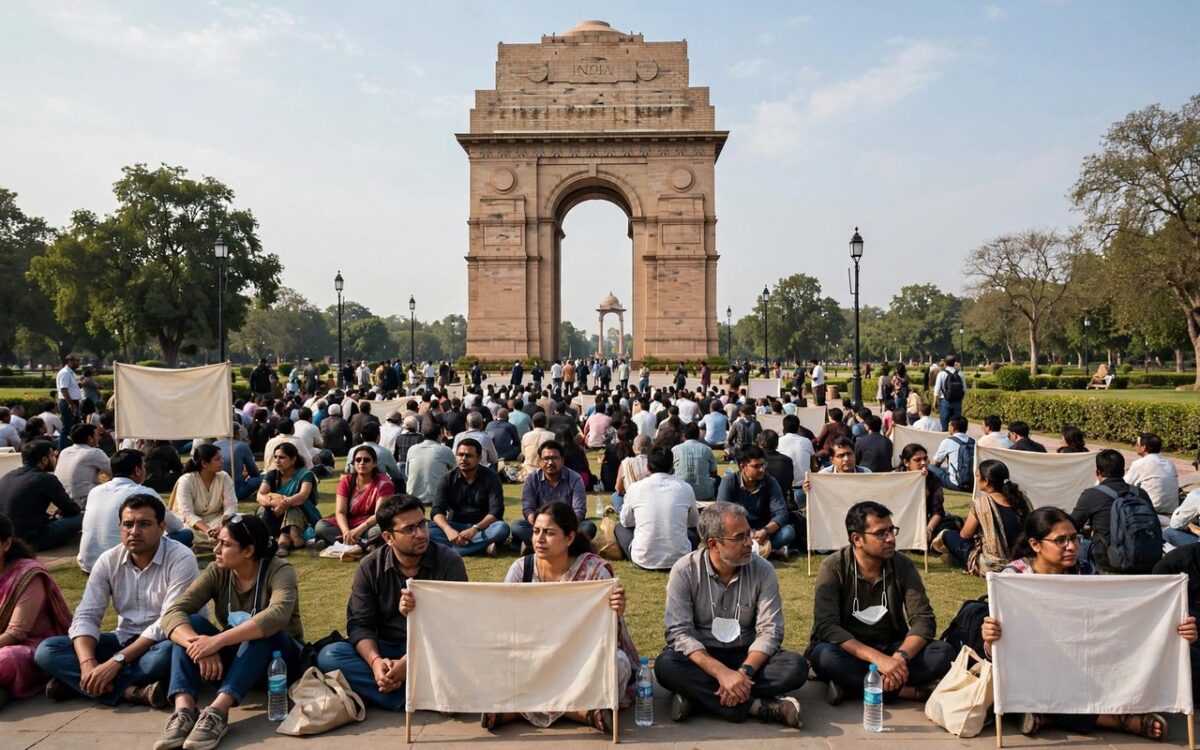 INDIA Bloc Holds Day-3 Sit-In At Rajghat, Demands CEC's Exit