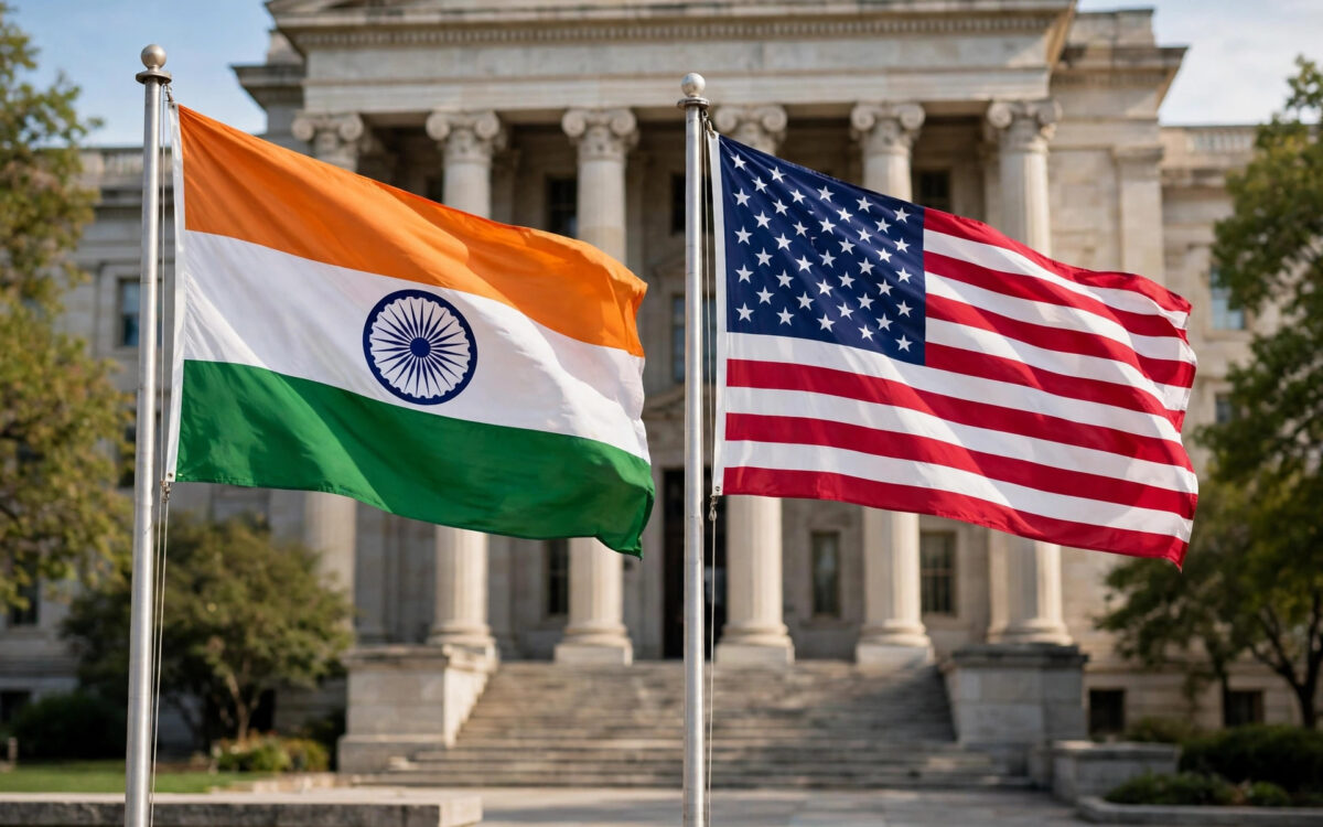 Flags of India and the United States side by side