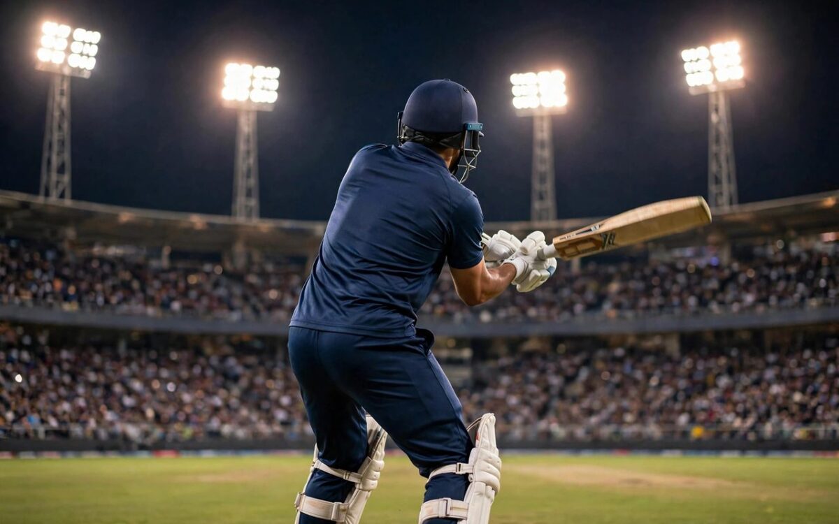 Cricketer playing a shot