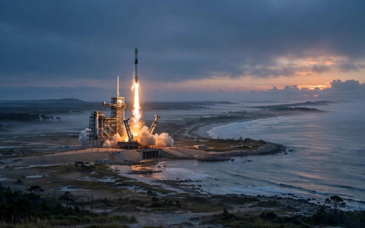 Rocket launching from Sriharikota at dawn