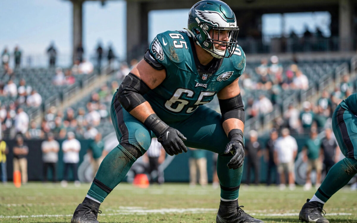 Philadelphia Eagles offensive lineman in green uniform