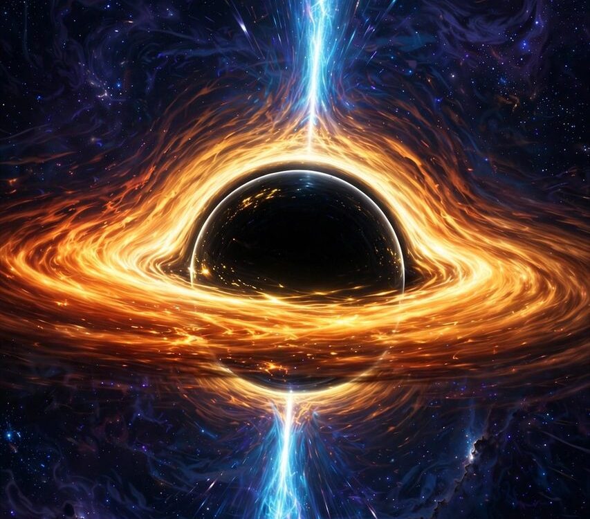 Black hole with jets illustration