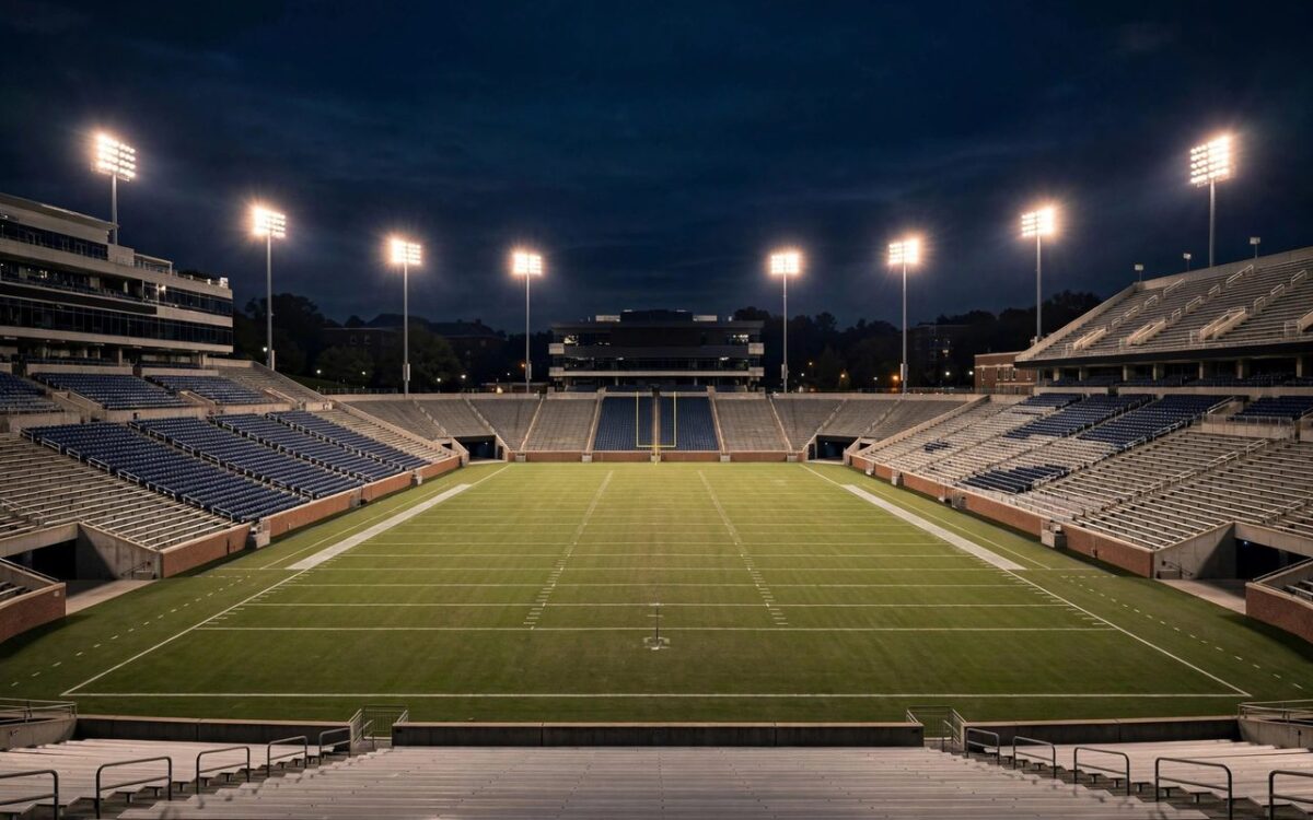 College football stadium at night