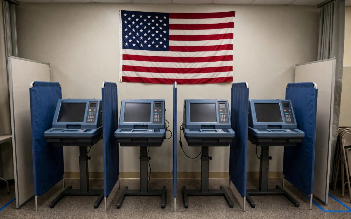 Voting machines in a US polling station