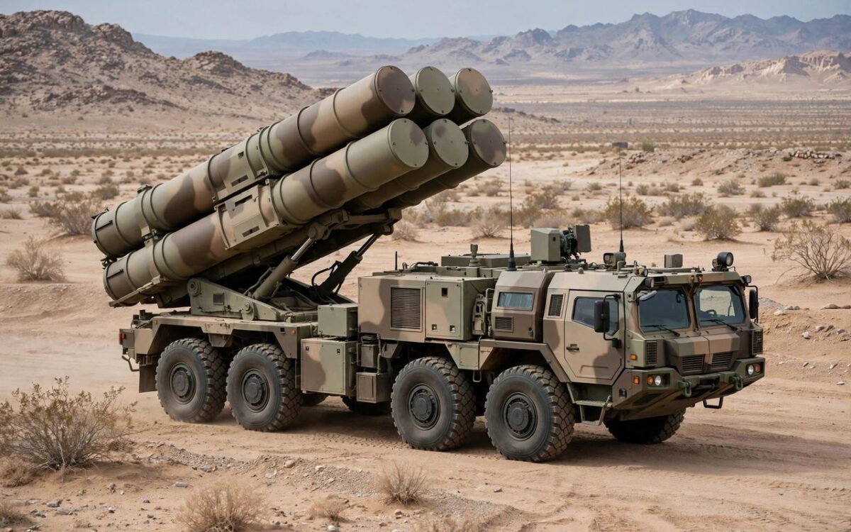 Missile launch from a military vehicle