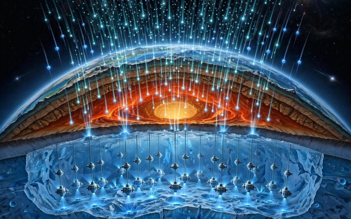 IceCube neutrino observatory illustration